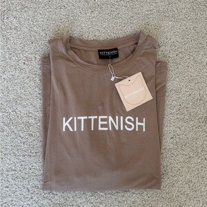 Kittenish Tan Tee with White Logo